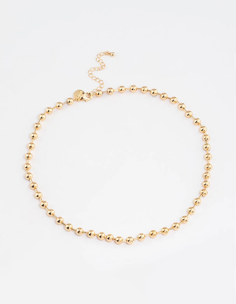 Gold Plated Brass Ball Chain Necklace