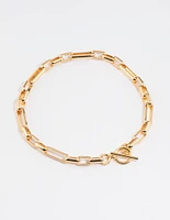 Gold Plated Brass Long Link Chain Necklace