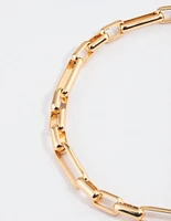 Gold Plated Brass Long Link Chain Necklace