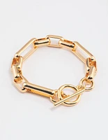 Gold Plated Brass Long Link Chain Bracelet