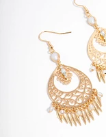 Gold Plated Boho Tassel Drop Earrings