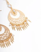 Gold Plated Boho Tassel Drop Earrings