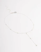 Silver Plated Diamante Lariat Y-Necklace
