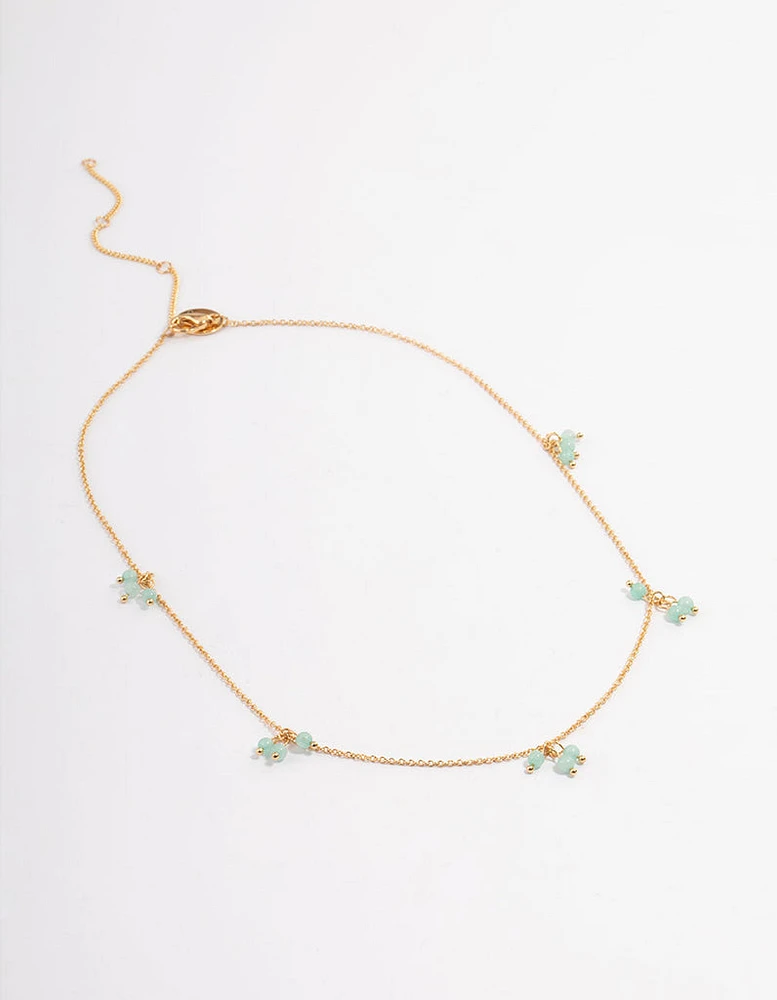 Gold Plated Jade Cluster Fine Necklace