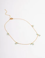 Gold Plated Jade Cluster Fine Necklace