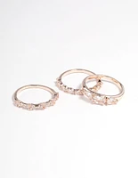 Rose Gold Plated Cubic Zirconia Pear Stacker Rings Pack