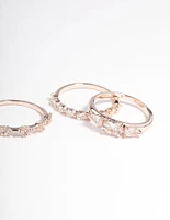 Rose Gold Plated Cubic Zirconia Pear Stacker Rings Pack