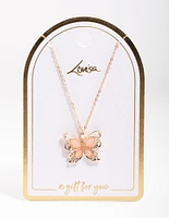 Rose Gold Statement Butterfly Necklace