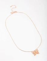 Rose Gold Statement Butterfly Necklace