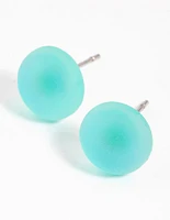 Teal Matte Bubble Stud Earrings