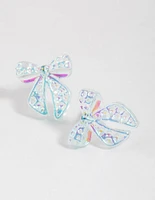 Teal Ribbon Stud Earrings