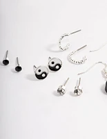 Silver Fimo Yin & Yang Earrings 8-Pack