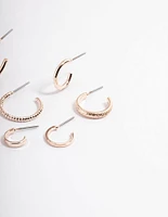 Rose Gold Dainty Hoop Stack Earrings