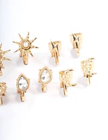 Gold Mix Celestial Clip On Earrings 5-Pack