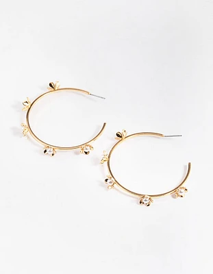 Gold Delicate Flower Hoop Earrings