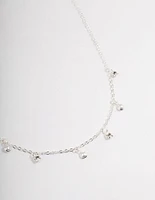 Silver Droplet Diamante & Pearl Necklace