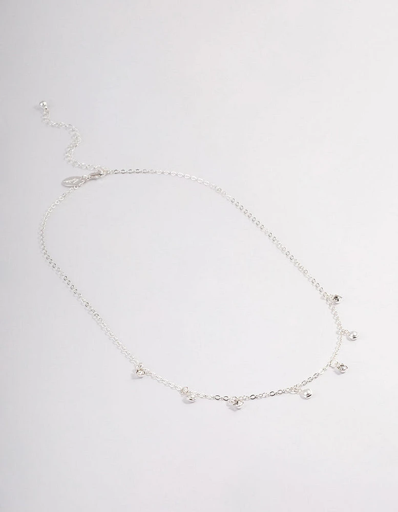 Silver Droplet Diamante & Pearl Necklace