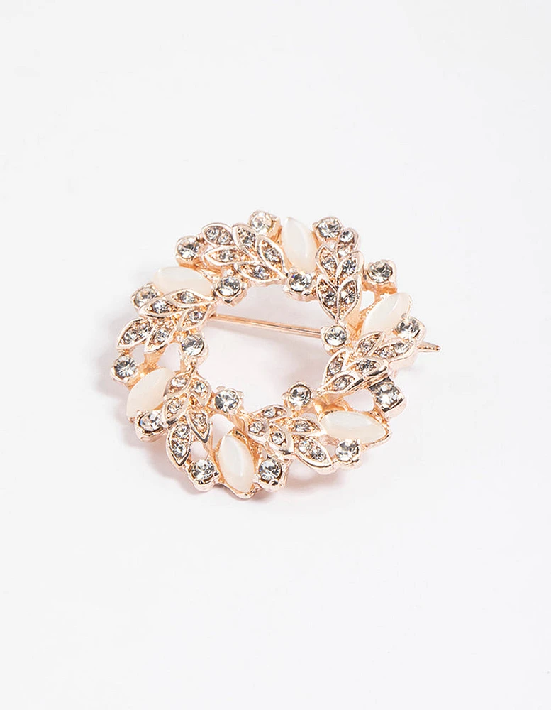 Rose Gold Wreath Marquise & Round Brooch