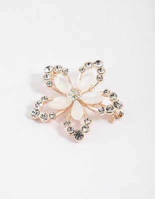 Rose Gold Pretty Open Flower Brooch