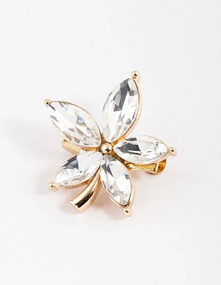 Gold Small Marquise Flower Brooch