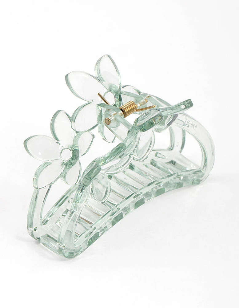 Plastic Mint Flower Claw Clip 9cm