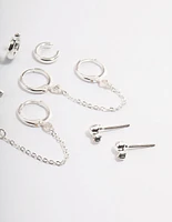 Silver Diamante Huggie Chain Earrings 5-Pack