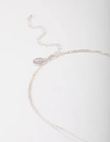 Silver Layered Stone Bar Necklace & Earrings Set