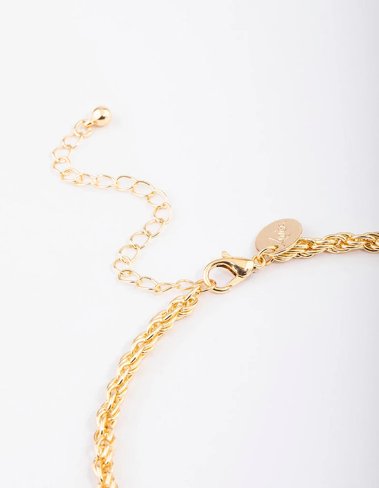 Gold Medium Twist Chain Necklace & Earrings Set