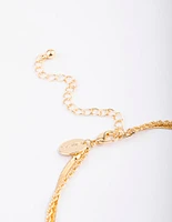 Gold Layered Snake Twist Necklace & Earrings Set