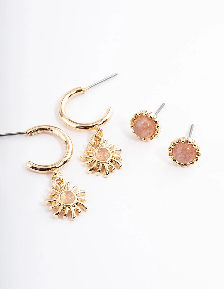 Gold Sun & Star Earring Pack