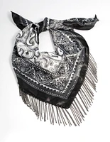 Fabric Paisley Fringe Necklace