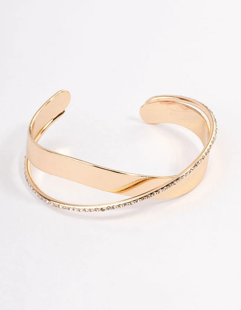 Gold Bling X Cuff Bangle