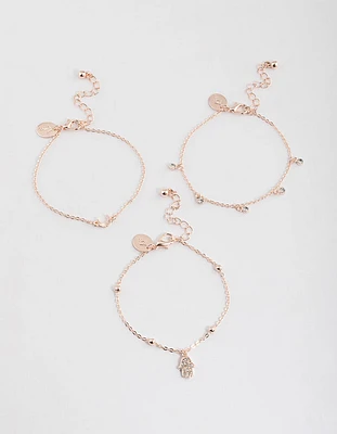 Rose Gold Diamante Fatima Bracelet Pack