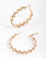 Gold Swirly Twisted Hoop Earrings 40mm