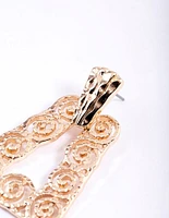 Gold Swirly Mini Door Knocker Earrings