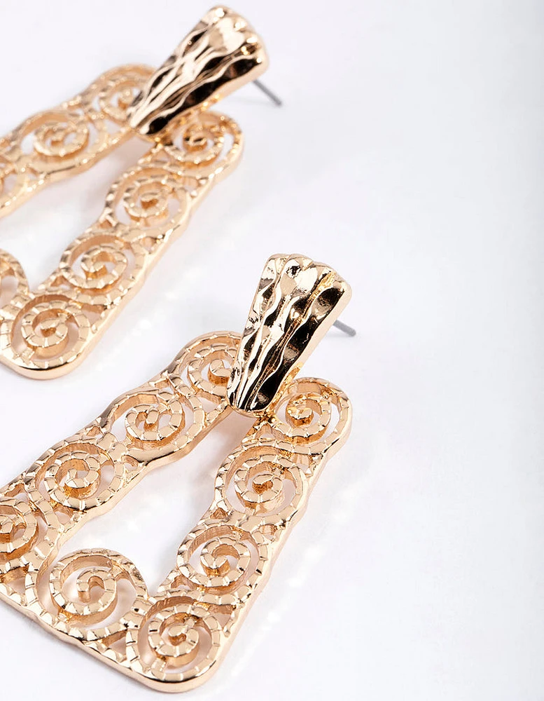 Gold Swirly Mini Door Knocker Earrings