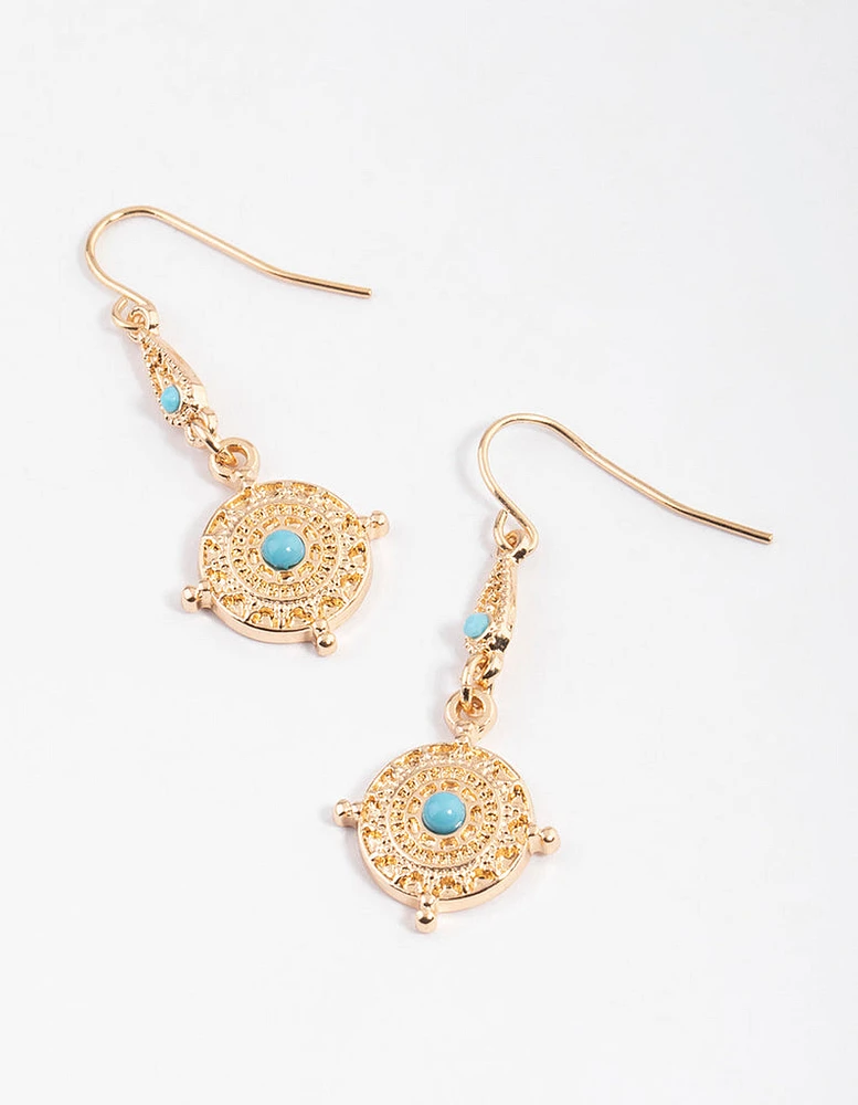 Gold Nautical Mini Drop Earrings