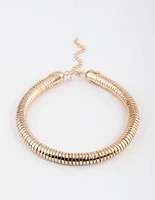 Gold Chunky Hammered Tube Necklace