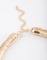 Gold Chunky Hammered Tube Necklace