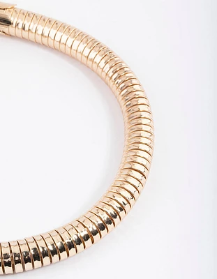 Gold Chunky Hammered Tube Necklace
