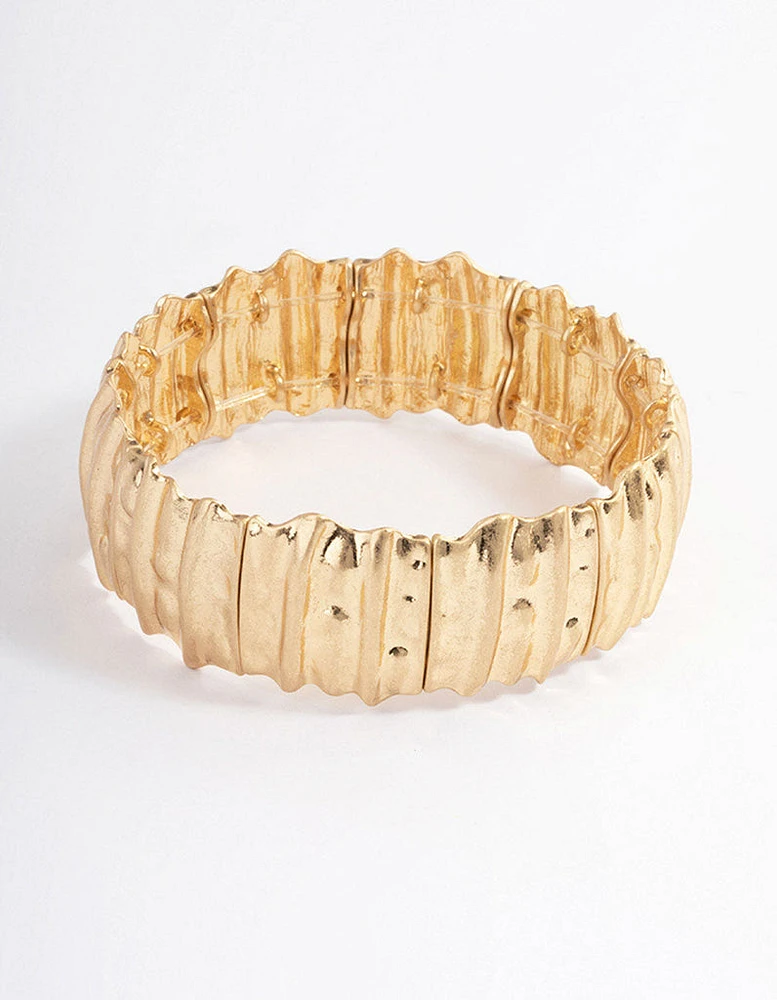 Gold Scrunch Texture Stretch Bracelet