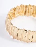 Gold Scrunch Texture Stretch Bracelet