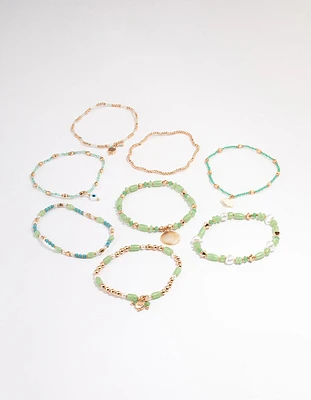 Gold Mixed Bead Irregular Pearl Bracelet Pack