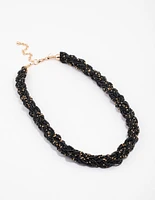 Black Chunky Braid Bead Necklace