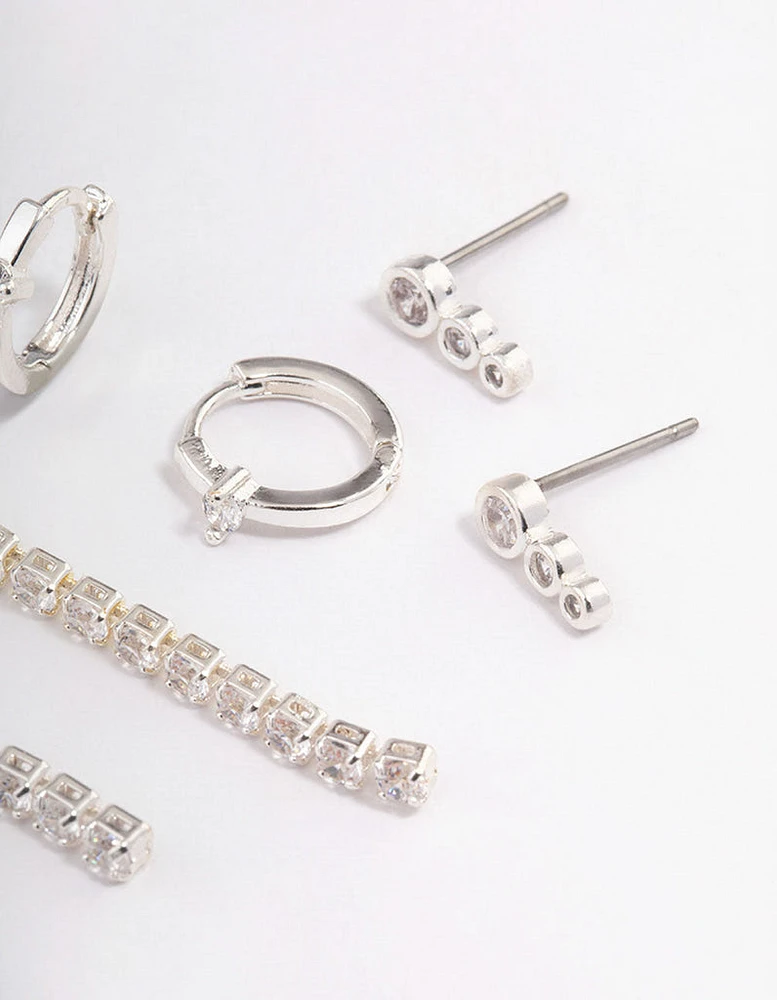 Silver Plated Cupchain Drop Earrings Pack