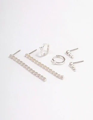 Silver Plated Cupchain Drop Earrings Pack