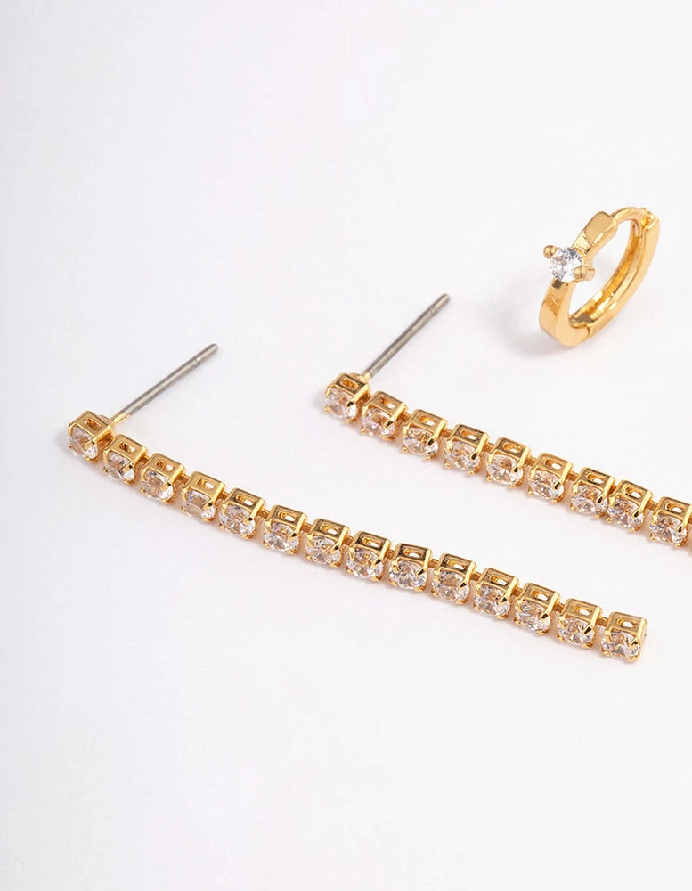 Gold Plated Cupchain Drop Earrings Pack