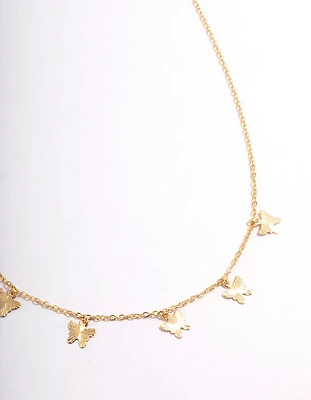 Gold Plated Multi Butterfly Necklace