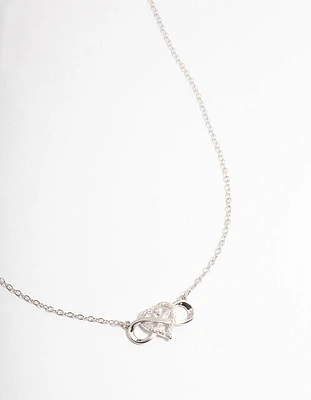 Rhodium Infinity Heart Diamante Necklace