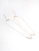 Mixed Metal Diamante Infinity & Heart Necklace Pack